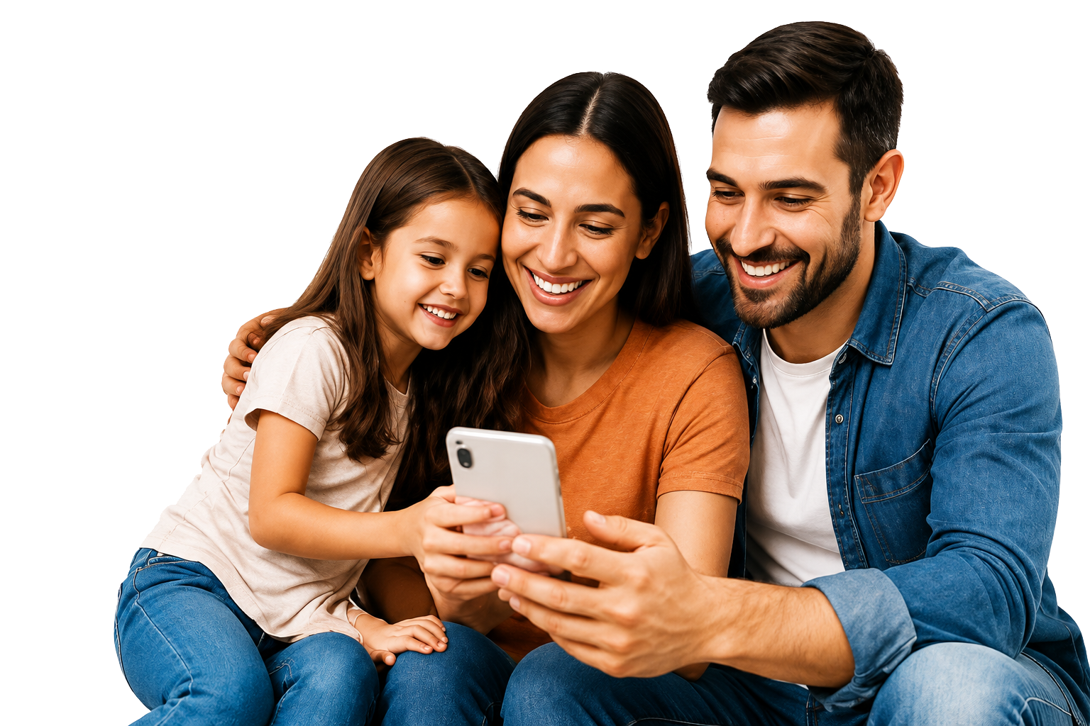 Família usando o celular